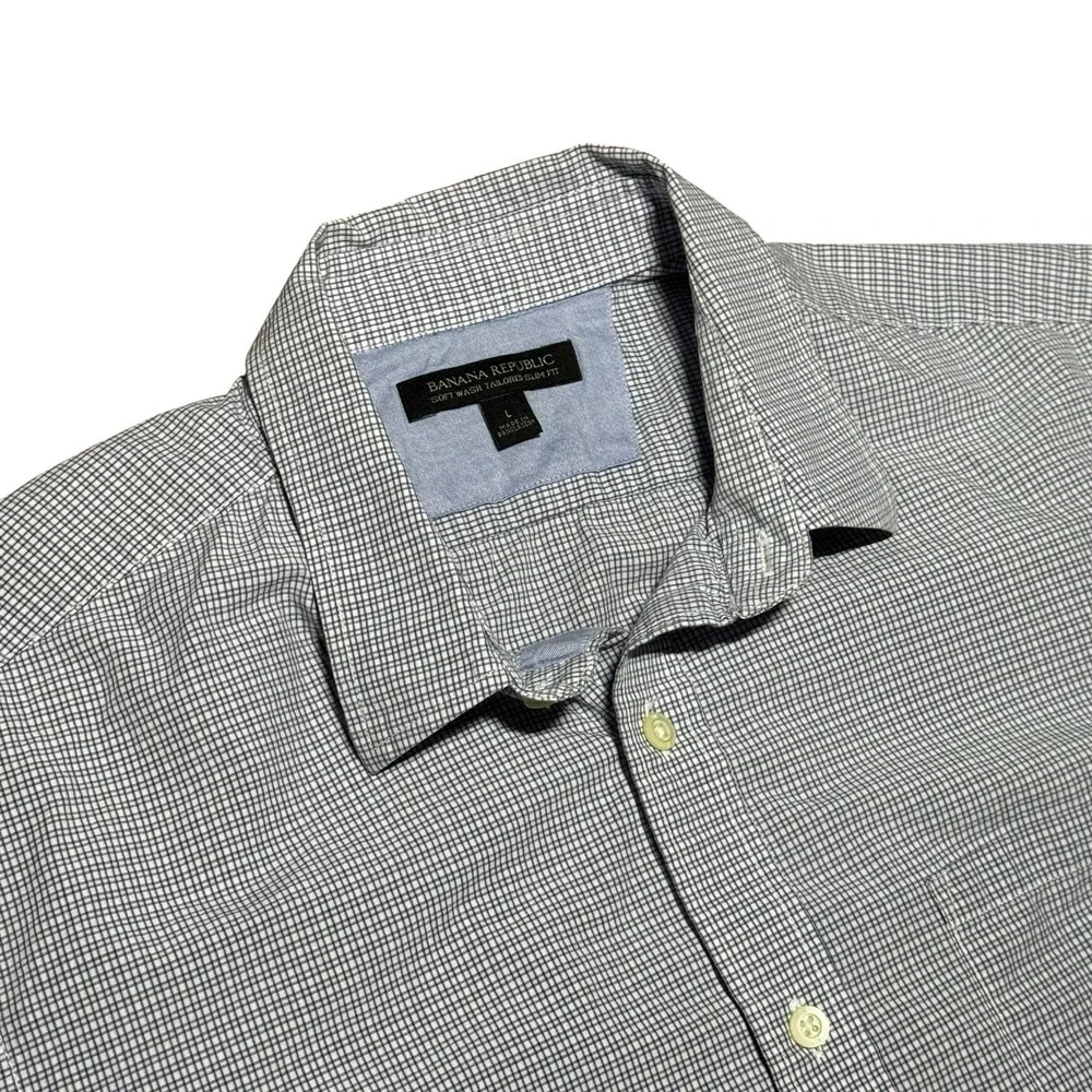 Banana Republic Tailored Slim Fit Button Shirt Mens Large Check